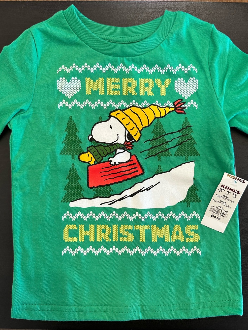 Kohl's Snoopy 'Merry Christmas' Kids Tee - Size: 24 Months - New With Tags